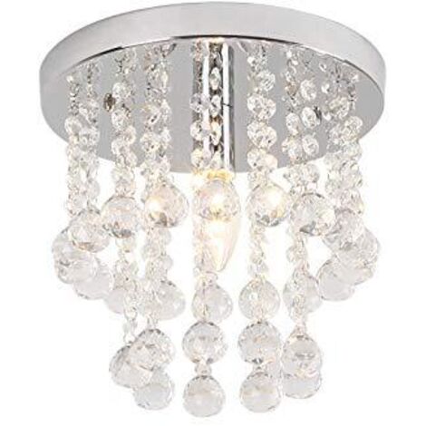 Vintage E14 Lampadari di Cristallo Trasparente Illuminazione a Soffitto per Soggiorno Sala da Pranzo Ristorante Portico Corridoio - 20cm Argento