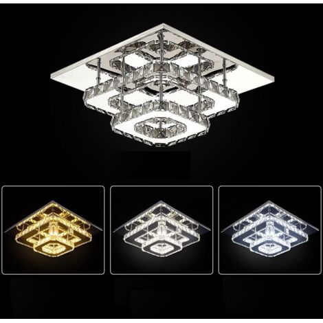 Lampadario da Soffitto 30cm LED Semi-Incasso Lampadario in Cristallo Moderna da Soffitto per Camera da Letto Sala da Pranzo - 3 Colore Modificabile (1/5)
