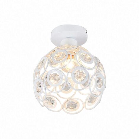 Plafoniera Vintage in Metallo Cerchio Lampada da Soffitto Industriale E27 Decorazione per Cameretta Caffè Restaurent Ingresso Corridoio (20cm, Bianca)
