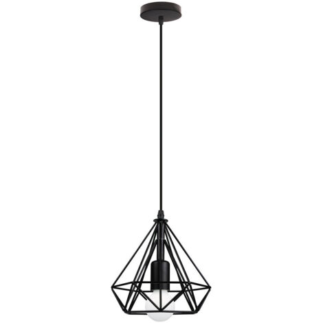 Lampadario a Sospensione E27 Moderno Nero, Lampada da Soffitto Industriale per Camera da Letto Sala da Pranzo