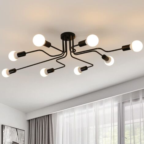 Lampadari a Sospensione Creativa Lampadario Industriale Retrò Lampada a Soffitto personalità Vintage Presa 8Xe27 per Soggiorno Sala da Pranzo Bar Caffetteria Ristorante Nero