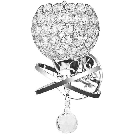 Lampada da Parete Cristallo Moderna Applique da Parete per Camera da Letto, Passaggio, Salotto E14, Argento