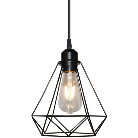 Lampadario a Sospensione Altezza Regolabile Paralume Sospensione e27 Vintage Nero per Cucina Soggiorno Sala da Pranzo (1/5)