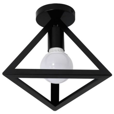 Plafoniera Industriale Metallo Triangolo Gabbia E27 Ferro Nero Lampadario da Soffitto per Soggiorno Camera da Letto Sala da Pranzo Cafe (1/4)