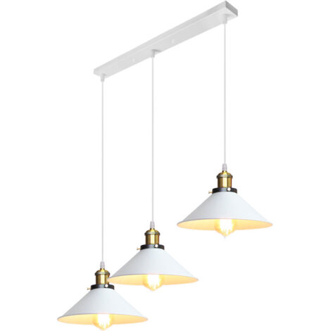 Lampada a Sospensione E27 Bianca, Lampadario a Sospensione per Lampadario Camera da Letto, Lampadario Cucina, Soggiorno, Bagno (3 Luce)
