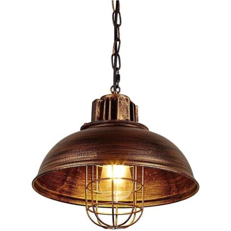Lampadario a Sospensione in Metallo E27 Lampada da Soffitto Industriale Vintage Lampadario per Cucina Soggiorno Cafe Bar - 33cm (Ruggine)
