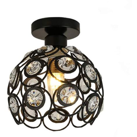 Plafoniera Vintage in Metallo Cerchio Lampada da Soffitto Industriale E27 Decorazione per Cameretta Caffè Restaurent Ingresso Corridoio (20cm, Nero)