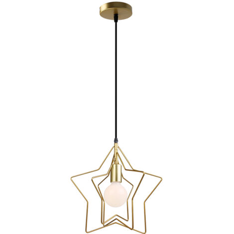 Moderna Lampada a Sospensione In Metallo, Lampada da Soffitto LED Tre Stelle per Camera da Letto Camera dei Bambini Soggiorno Cafe (Oro)