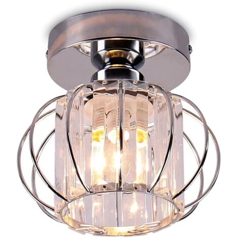 Plafoniera Moderna in Cristallo E27 Lampadario a Sospensione LED Mini per Cucina Sala da Pranzo Ingresso Corridoio Camera da Letto (Argento) (1/5)