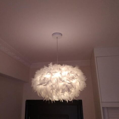 Moderna Lampadario da Soffitto Piuma E27 Bianca 45cm Soffitto Light Fixture per Camera da Letto Soggiorno Cabina armadio