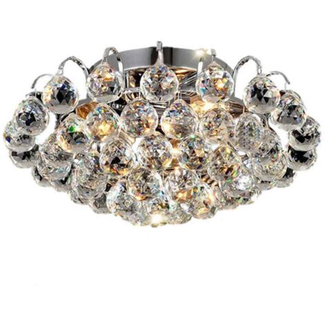 Plafoniera di Cristallo E14 Moderna Argento Lampadario da Soffitto per Camera da Letto Cucina Soggiorno Caffè Corridoio