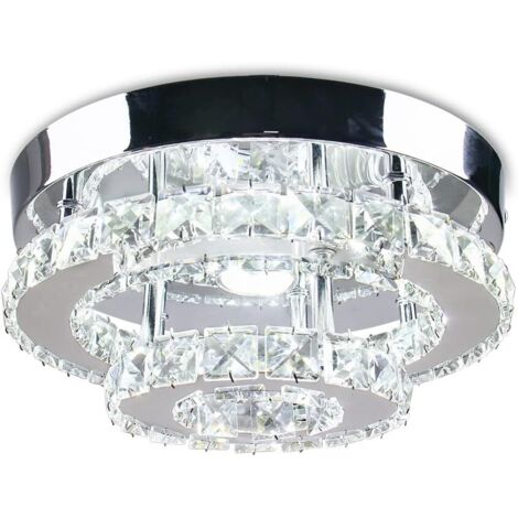 Moderna Lampadario di Cristallo Piccolo da Incasso Plafoniera LED in Cristallo per Camera da Letto Corridoio Soggiorno Sala da Pranzoa - Luce Bianca