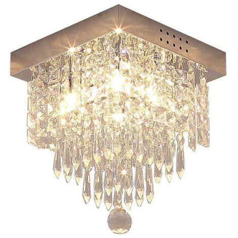 Lampada a Sospensione in Cristallo Moderno di Lusso, Lampadario in Cristallo Argento Plafoniera per Sala da Pranzo Camera da Letto Soggiorno