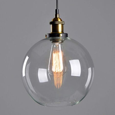 Lampadario a Sospensione in Vetro Classica Sferica Sospensione a Luce Singola Creativa, Base E27 per Sala da Pranzoa Soggiorno Bar Cafe (20CM)
