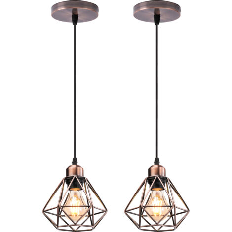 Pack x2 Retro Lampada a Sospensione Bronzo Rosso Vintage Industriale Loft Bar Metallo Paralume da Soffitto E27 (Senza Lampadine) (1/5)