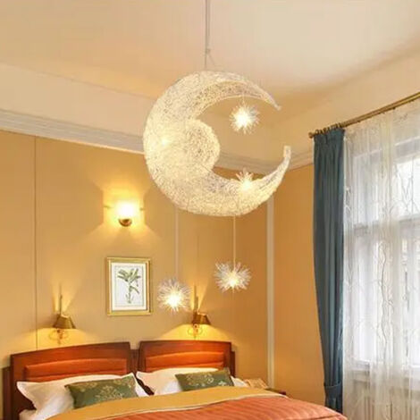 Lampada da Soffitto Moderna LED Lampadario a Sospensione Luna Plafoniera per Camera dei Bambini Ristorante Camera da Letto Soggiorno - Bianco Caldo