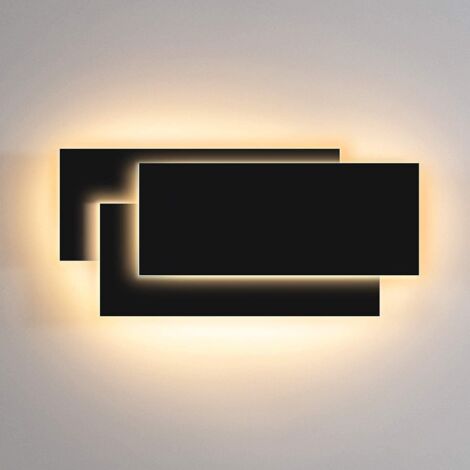 Applique da Parete Moderna Interno LED 12W 3000K luce calda per Camera da Letto Soggiorno Scala Corridoio Balcone (Nero)