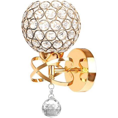 Lampada da Parete Cristallo Moderna Applique da Parete per Camera da Letto, Passaggio, Salotto E14, Oro
