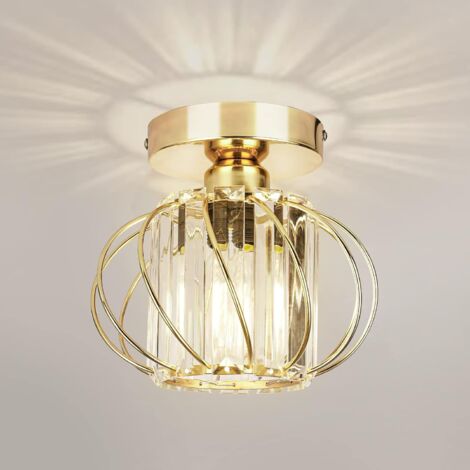 Lampada da Soffitto Semi Flush Mount, Oro Lampadario da Soffitto in Cristallo per Corridoio Guardaroba Cucina Isola