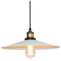 Lampadario a Sospensione Industriale Lampada da Soffitto in Metallo E27 Retrò per Sala da Pranzo Soggiorno Cucina Bar, Bianca 360mm