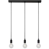 3 Luce Lampada a Sospensione Altezza Regolabile E27 Barra Lunga Base Lampada da Soffitto per Camera da Letto Soggiorno, Argento (Senza Lampadine)