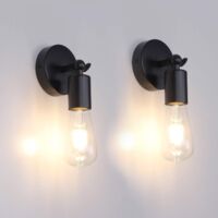 2x Lampada da Parete Vintage E27 Edison, Applique da Parete Regolabile per Camera da Letto Cucina Soggiorno - Nero (Senza Lampadina)