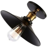 Plafoniera in Metallo Lampadario Vintage Industriale Lampada da Soffitto Forma di Ombrello per Loft Ristorante Corridoio - 36cm/Nero