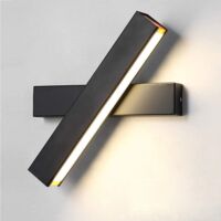 Lampada da Parete LED Moderna 360 Gradi Regolabile Applique da Parete Metallo Ferro 12W Luce Calda per Camera da Letto Hotel Soggiorno (Nero)