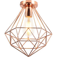 Plafoniera E27 Industriale Lampadario da Soffitto Metallo Diamanti Ferro per Cucina Camera da letto Sala da Pranzo - Oro Rosa
