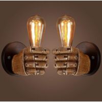 Lampada da Parete Retro Pugno in Resina Applique da Parete Loft Industriale per Camera da Letto Corridoio Soggiorno - E27