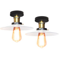 E27 Plafoniera Industrial Vintage Edison Lampada da Soffitto Ombra Ristorante Lampada a Sospensione per Bar Soggiorno Loft - 26cm Bianca per 2