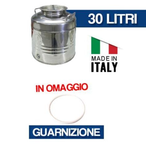 BIDONE CONTENITORE FUSTO OLIO OLIVARI 30LT IN ACCIAIO INOX MADE IN ITALY