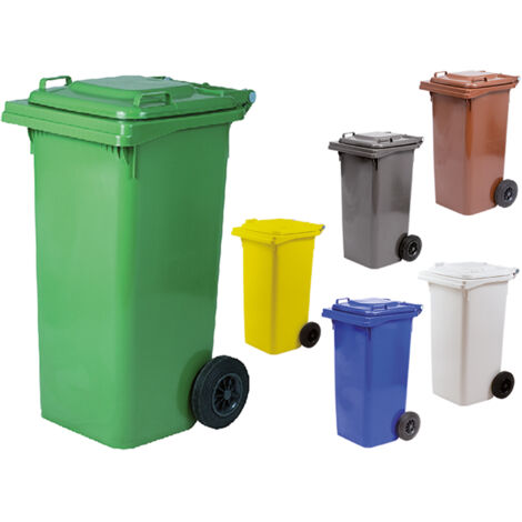 Ics bidone nettezza urbana in polipropilene da 120 lt con ruote colore verde
