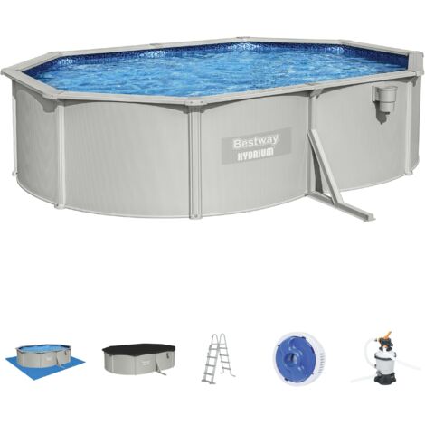 PISCINA OVALE FUORI TERRA HYDRIUM BESTWAY 500x360xH120 -56586 + SKIMMER, POMPA, SCALETTA, TELO E DOSATORE