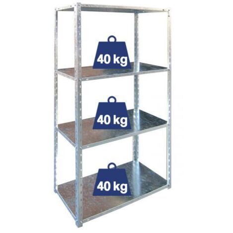 SCAFFALE METALLO IN ACCIAIO ZINCATO 4 PIANI CM 75X30XH150 RESISTENTE (51342)