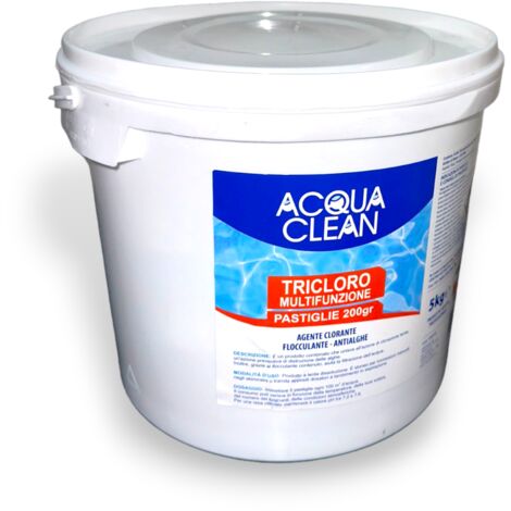 Cloro alghicida multifunzione 5kg pastiglie acqua clean per piscine - fraschetti