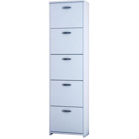 SCARPIERE DOPPIA PROFONDITA' 5 ANTE BIANCA NOBILITATO MELAMINICO CM.50x25xH182