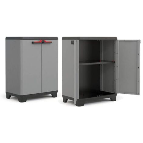 Keter mobile armadio resina basso grigio 1 ripiano arredamento esterno stilo
