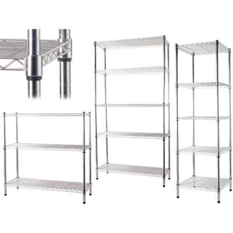 SCAFFALI MANHATTAN IN ACCIAIO CROMATO 5 PIANI  45x45xH150 CM