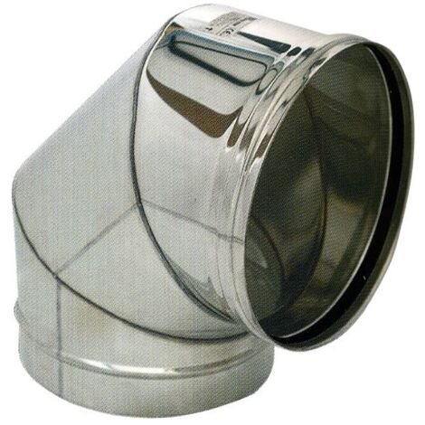 GOMITO Canna Fumaria 90o per STUFA PELLET in ACCIAIO INOX304 Diametro 12 cm