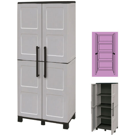 ARMADIO Armadietto in RESINA ALTO con RIPIANI MAURER 68X37X169H cm Grigio