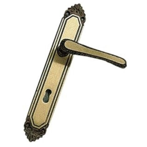 Maniglia per Porta con Placca Foro Yale in ottone Bronzato mod. Export