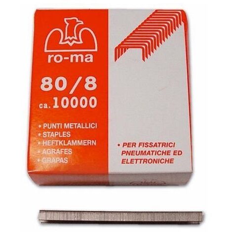 Punti 8 mm per Fissatrice Pneumatica Mk80 Mek80 e Rapid PS12-80 10000 pz