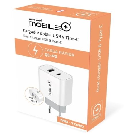Cargador doble USB y Tipo C con carga rápida QC/PD Oferta exclusiva