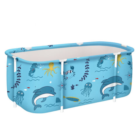 Aga Vasca da bagno pieghevole portatile 120x60x50 cm Azzurro chiaro