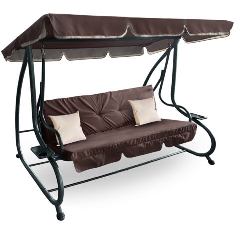 Aga Altalena da giardino 2 in 1 GRANDLUX XXL Marrone scuro