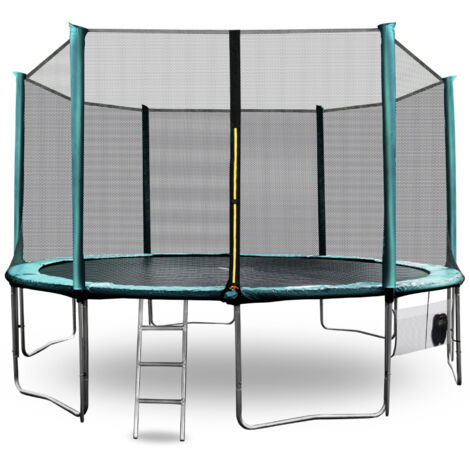 Aga SPORT PRO Trampolino 400 cm Verde scuro + rete di protezione + scala + tasca per le scarpe