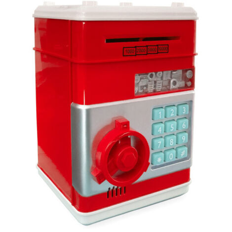 Hucha Con Forma De Caja Fuerte - Color Rojo, Ideal Para Ahorrar Y Como Regalo Para Niños