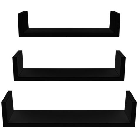 Linder Exclusiv Juego de 3 estantes de pared Negro