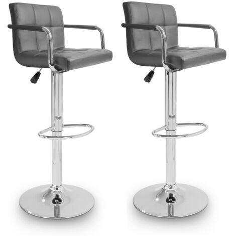 Aga 2x Silla de bar con reposabrazos Gris (1/5)